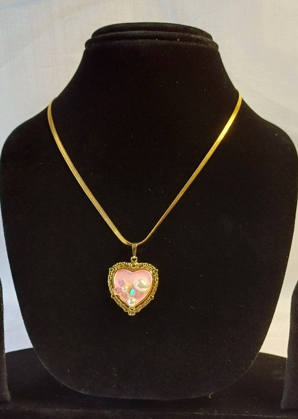 Pink Heart Pendant Necklace