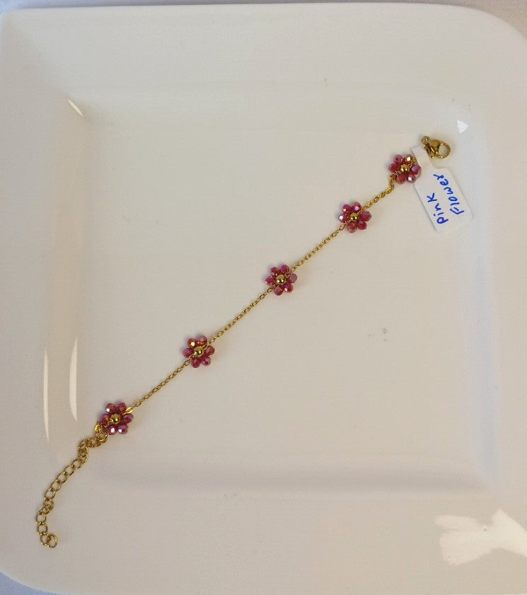 Pink Flower Bracelet