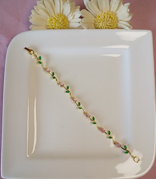 Tulip 6 Bracelet - Pink and Green