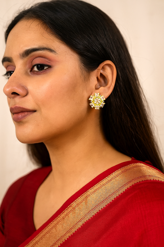 Golden AD Flower Stud