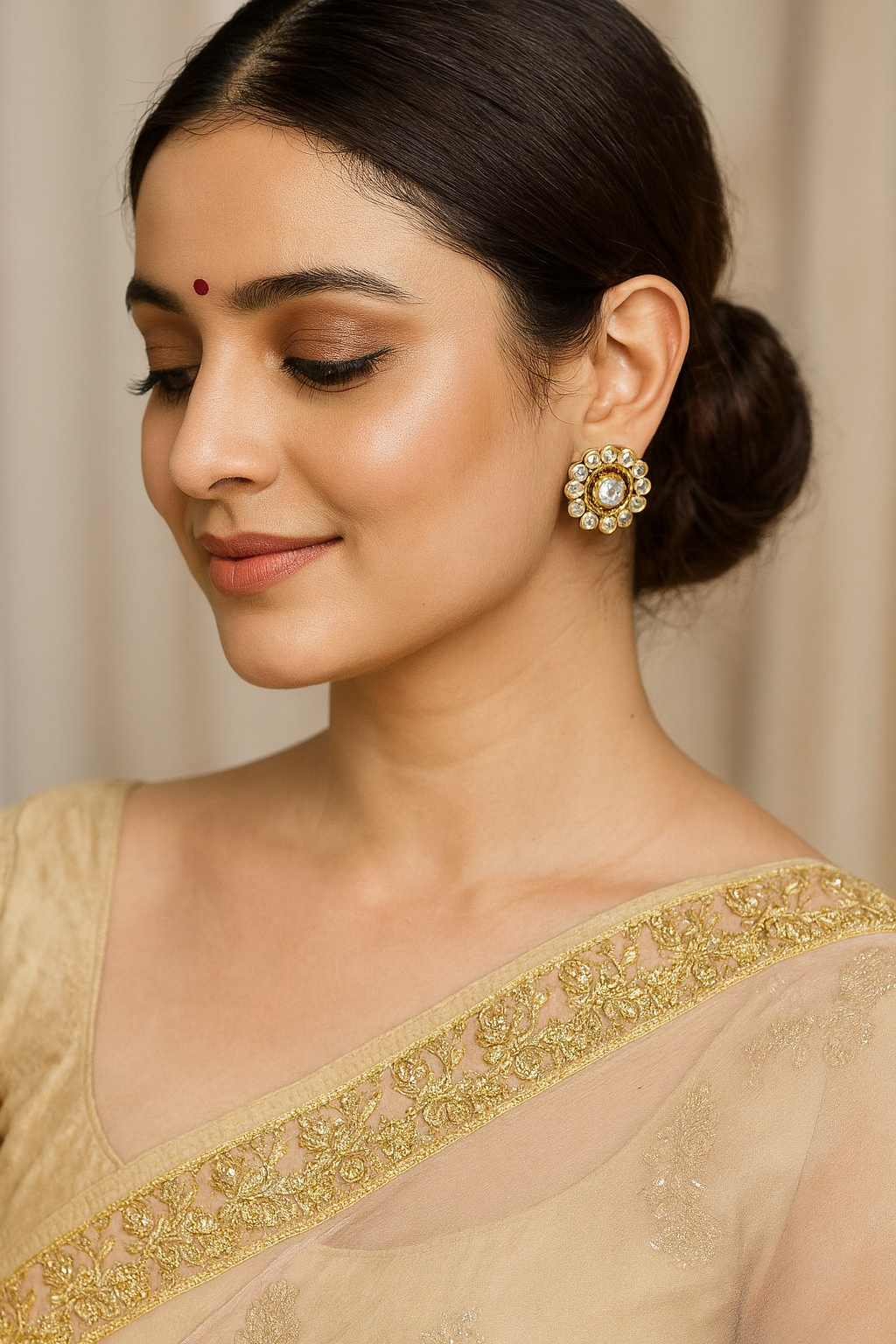 Kundan Flower Stud